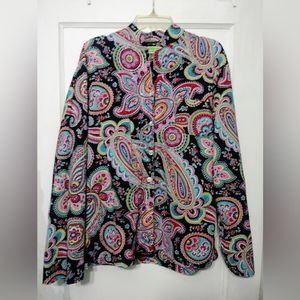 Vera Bradley Black & Pink Paisley Blouse Sm